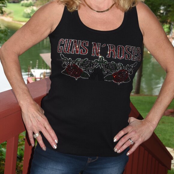Guns N Roses   Rhinestone  bling sleeveless tank top  XS,S,M,L,XL,XXL,… - Picture 3 of 9